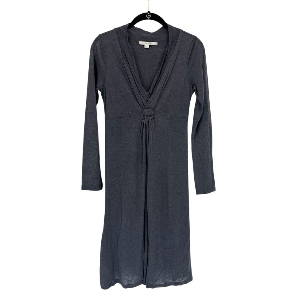 Boden Dress 2 Lightweight Knit Jersey Long Sleeve V Neck Knee Length Gray Flawed